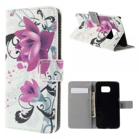 Galaxy S6 Edge Leder Case mit Lotus Blumen