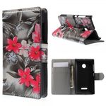 Microsoft Lumia 532/532 Dual Leder Case mit roten Blumen