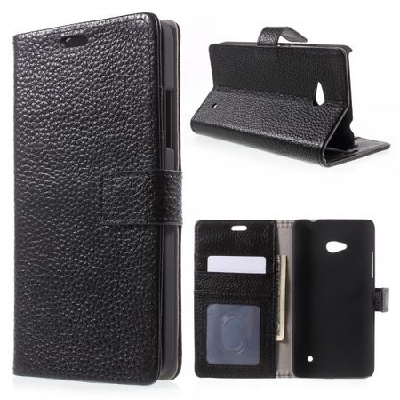 Microsoft Lumia 640/640 Dual Echtleder Case mit Kreditkartenschlitz - schwarz