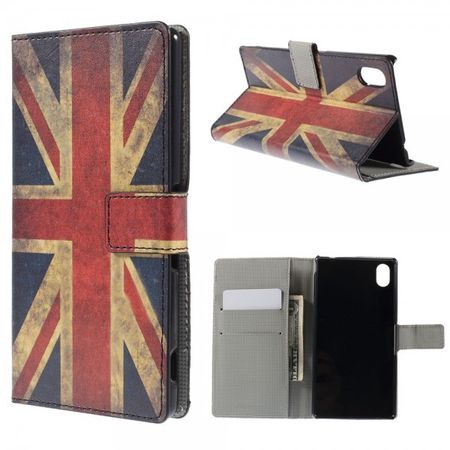 Sony Xperia M4 Aqua Leder Case mit UK Flagge retro-style