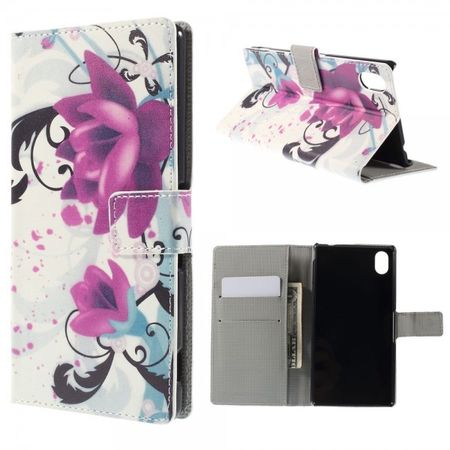 Sony Xperia M4 Aqua Leder Case mit Lotus Blumen