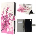Sony Xperia M4 Aqua Leder Case mit pinken Blumen