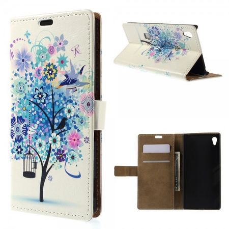 Sony Xperia Z4 Leder Case mit blauem Baum