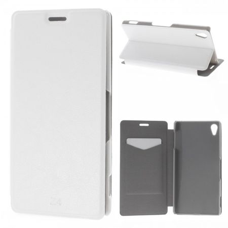 Sony Xperia Z4 Crazy Horse Leder Case mit Kreditkartenslots - weiss