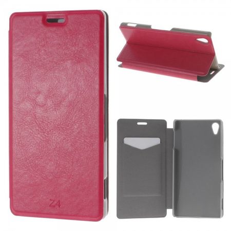 Sony Xperia Z4 Crazy Horse Leder Case mit Kreditkartenslots - rosa