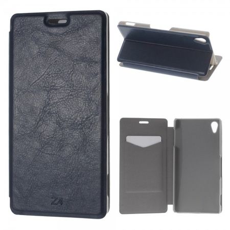 Sony Xperia Z4 Crazy Horse Leder Case mit Kreditkartenslots - dunkelblau