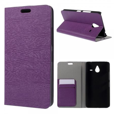 Microsoft Lumia 640 XL/640 XL Dual Leder Case mit Holzmuster - purpur