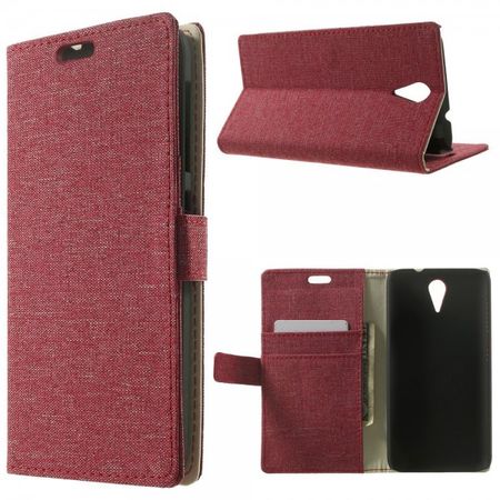 HTC Desire 620/820 Mini Magnetisches Leder Case mit stoffartiger Oberfläche - rot