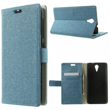 HTC Desire 620/820 Mini Magnetisches Leder Case mit stoffartiger Oberfläche - hellblau