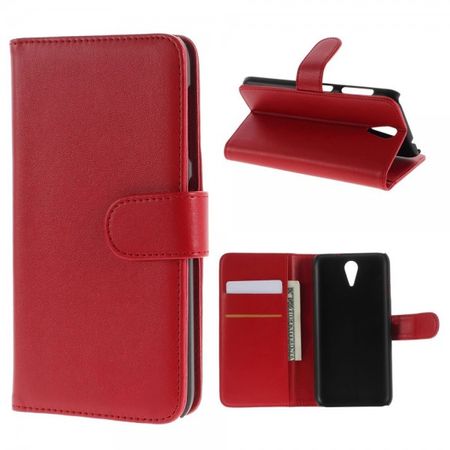 HTC Desire 620/820 Mini Leder Flip Case mit Standfunktion und Kreditkartenslots - rot