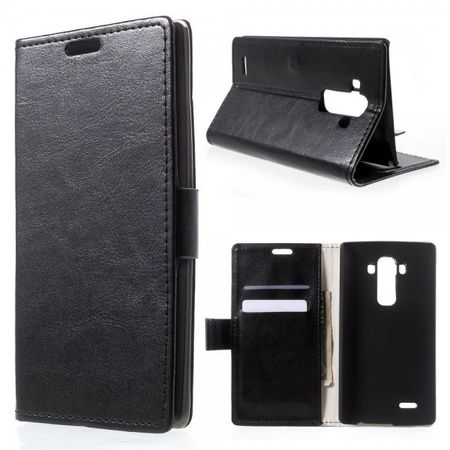 LG G4 Crazy Horse Leder Flip Case mit Standfunktion - schwarz