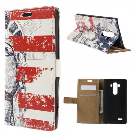 LG G4 Leder Case mit Freiheitsstatue und USA Flagge