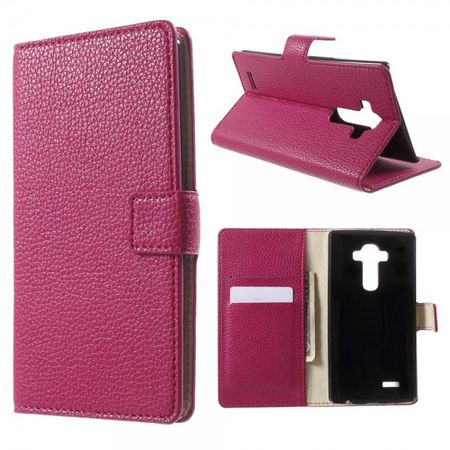 LG G4 Leder Case mit Litchimuster und Standfunktion - rosa