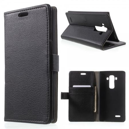 LG G4 Schickes Leder Case mit Litchitextur und Kreditkartenslots - schwarz