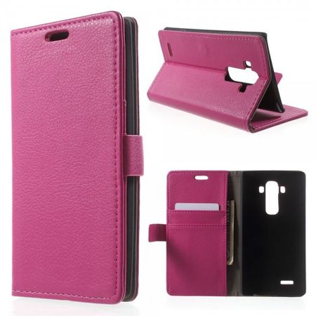 LG G4 Schickes Leder Case mit Litchitextur und Kreditkartenslots - rosa