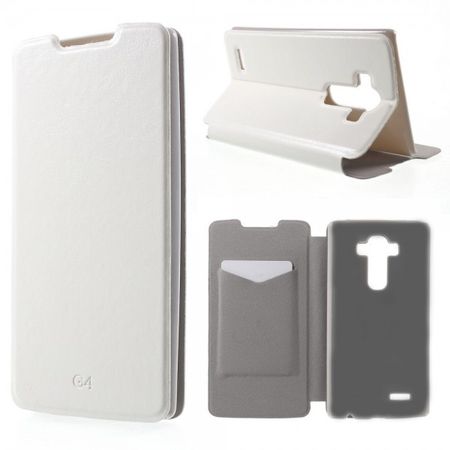 LG G4 Schlankes Crazy Horse Leder Case mit Kreditkartenslots - weiss