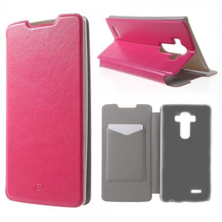 LG G4 Schlankes Crazy Horse Leder Case mit Kreditkartenslots - rosa