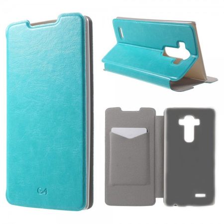 LG G4 Schlankes Crazy Horse Leder Case mit Kreditkartenslots - hellblau