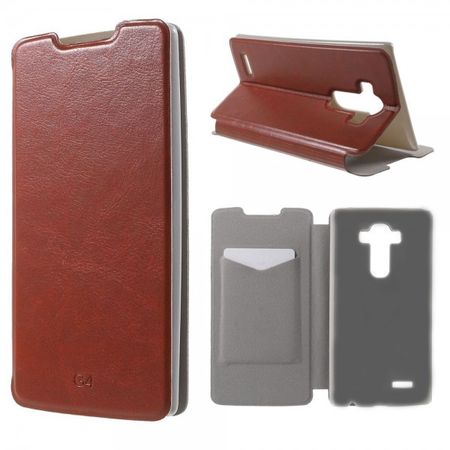 LG G4 Schlankes Crazy Horse Leder Case mit Kreditkartenslots - braun