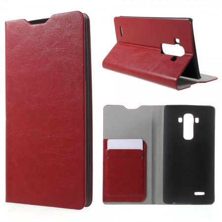 LG G4 Elegantes Crazy Horse Leder Case mit Standfunktion - rot