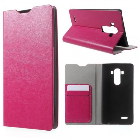 LG G4 Elegantes Crazy Horse Leder Case mit Standfunktion - rosa