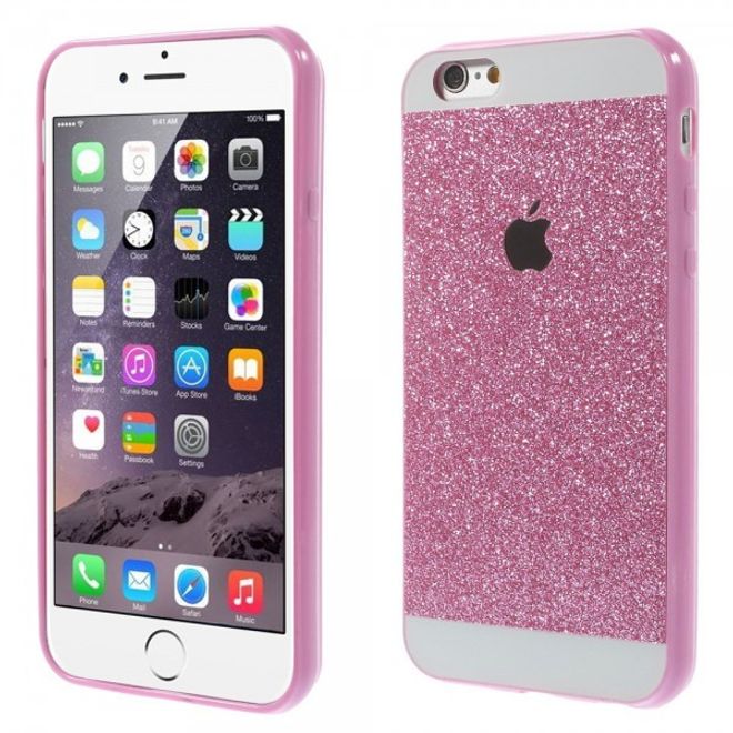 iPhone 6/6S Elastisches Plastik Case mit Glitzerstaub - rosa