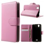 Wiko Birdy Elegantes Leder Flip Case mit Standfunktion - pink