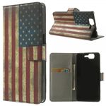 Wiko Highway Magnetisches Leder Case mit USA Flagge retro-style