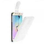 Galaxy S6 Edge Schlichtes Leder Flip Case vertikal - weiss