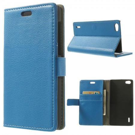 Huawei Honor 6 Modisches Leder Case mit Litchitextur und Standfunktion - blau