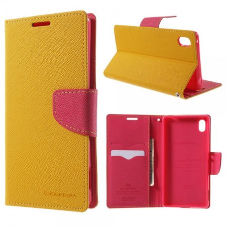 Goospery - Sony Xperia Z4 Hülle - Handy Bookcover - Fancy Diary Series - gelb/pink