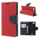 Goospery - Sony Xperia E3/E3 Dual Hülle - Handy Bookcover - Fancy Diary Series - rot/navy