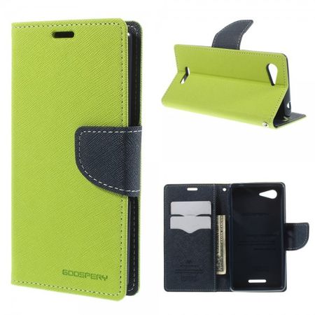 Goospery - Sony Xperia E3/E3 Dual Hülle - Handy Bookcover - Fancy Diary Series - lime/navy