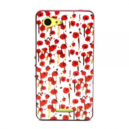 Sony Xperia E3/E3 Dual Abnehmbares 2 in 1 Plastik Case mit roten Blumen