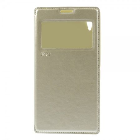 Sony Xperia T3 Roar Korea Nobles Leder Flip Case mit kleinem Fenster - champagnerfarben