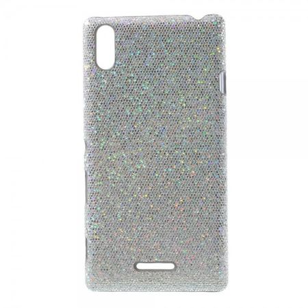 Sony Xperia T3 Glitzerndes Hart Plastik Case - silber