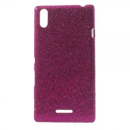 Sony Xperia T3 Glitzerndes Hart Plastik Case - rosa