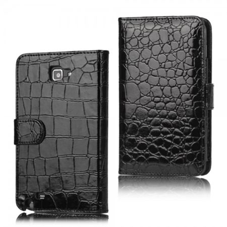 Samsung Galaxy Note 1 Leder Case mit Krokodiltextur - schwarz