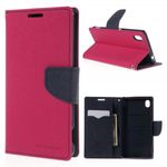 Goospery - Sony Xperia M4 Aqua Hülle - Handy Bookcover - Fancy Diary Series - pink/navy