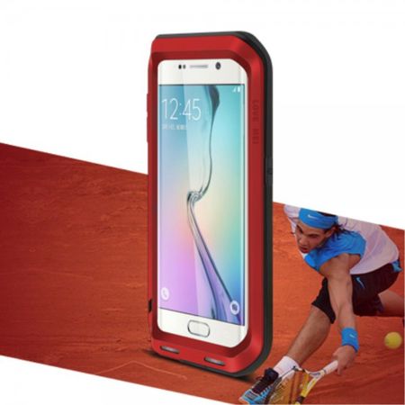 Galaxy S6 Edge LOVE MEI Ultrarobustes Metall und Silikon Case (ohne Gorilla Glas) - rot