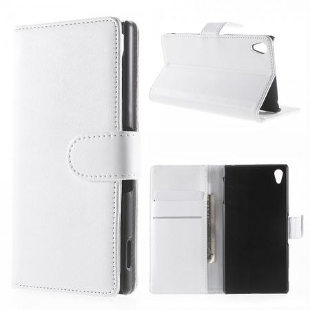 Sony Xperia Z4/Z3+/Z3+ Dual Leder Flip Case mit Standfunktion - weiss