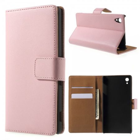 Sony Xperia Z4/Z3+/Z3+ Dual Zeitloses Kunst- und Echtleder Case mit Standfunktion - pink