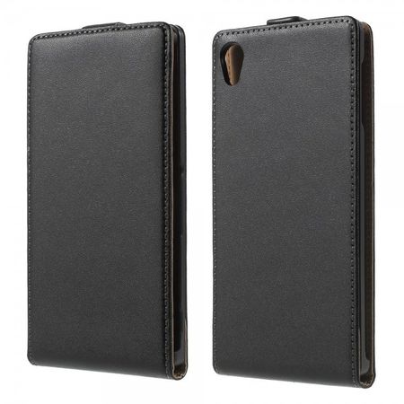 Sony Xperia Z4/Z3+/Z3+ Dual Modisches Kunst- und Echtleder Flip Case vertikal - schwarz