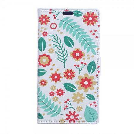 Sony Xperia Z4/Z3+/Z3+ Dual Leder Flip Case mit Blumen und Blättern