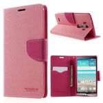 LG G3 Newsets Mercury Leder Case mit Kreuzmuster - pink