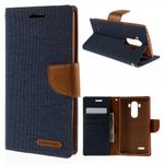 Goospery - LG G4 Hülle - Handy Bookcover - Canvas Diary Series - navy/camel