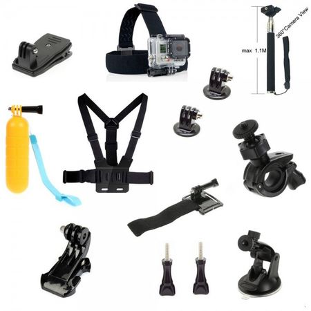 13 in 1 Sport Accessoires Kit mit Brustgurt, Stativ, etc. für alle GoPro Kameras