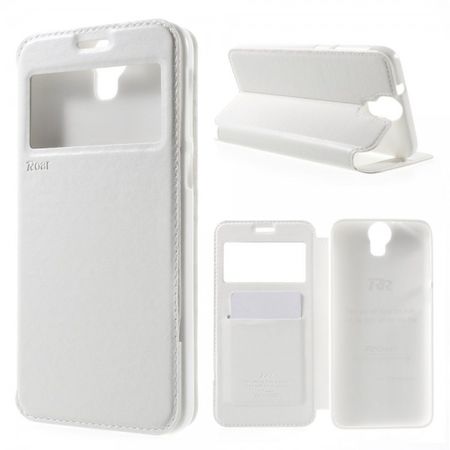 HTC One M9 Plus Roar Korea Nobles Leder Case mit kleinem Fenster - weiss