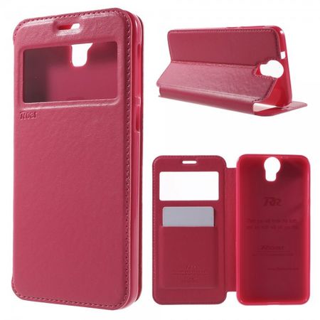 HTC One M9 Plus Roar Korea Nobles Leder Case mit kleinem Fenster - rosa