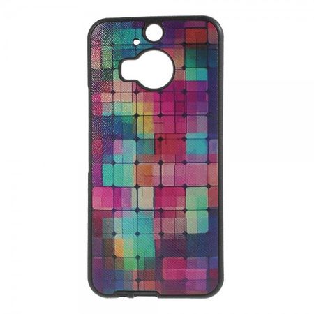 HTC One M9 Plus Elastisches Plastik Case mit farbigen Vierecken